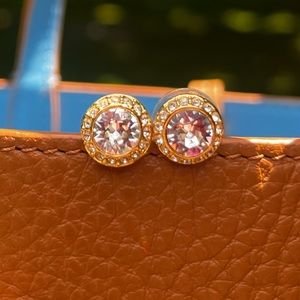 Swarovski Crystal Gold-Plated Angelic Round-Cut Stud Earrings